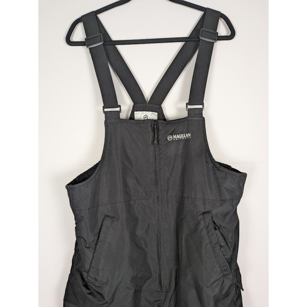 Magellan Outdoors Snow Ski Bib Overalls Mens Large Black Insulated Logo Outdoor